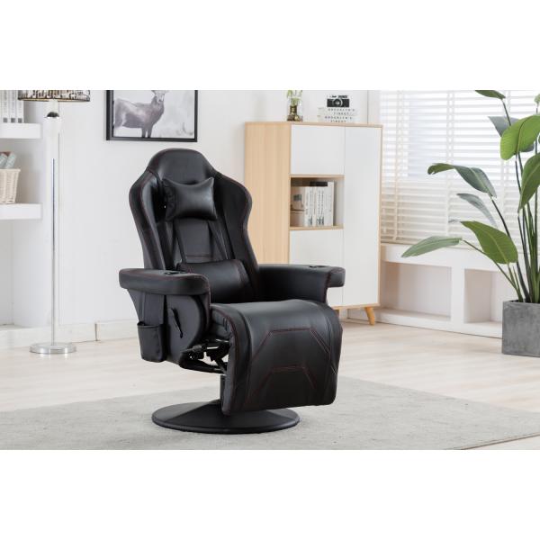 Traditional Design Luxury Gaming Chair with Cup Holder Bluetooth Speakers and Footrest