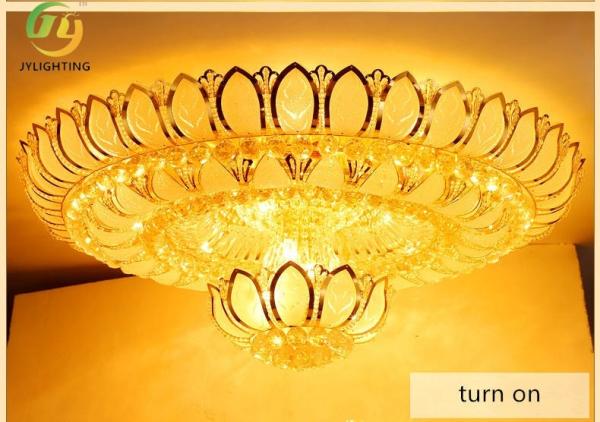 JYLIGHTING European-style round golden lotus crystal chandelier, ceiling lamp, grand living room  Chandelier Pendant Lamp