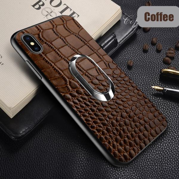 Genuine Leather Magnetic Ring Crocodile Mobile Phone Case for iPhone 14 Pro Max