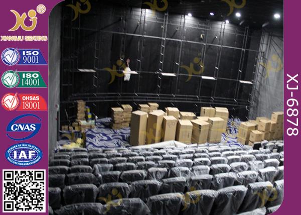 Micro Fiber Leatherette Double Color Cinema Theater Chairs In Plastic Big Armrest