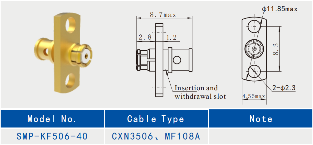 SMP Female Flange Mount RF Cable Connector для CXN3506/MF108A, предназначенный для установки на фланце