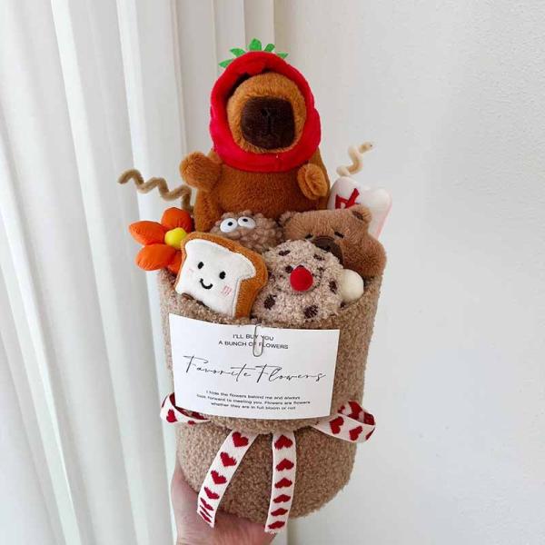 18x33cm Plush Capybara Doll Bouquet Unique Gift for Teachers' Day Decoration and Creative Birthday