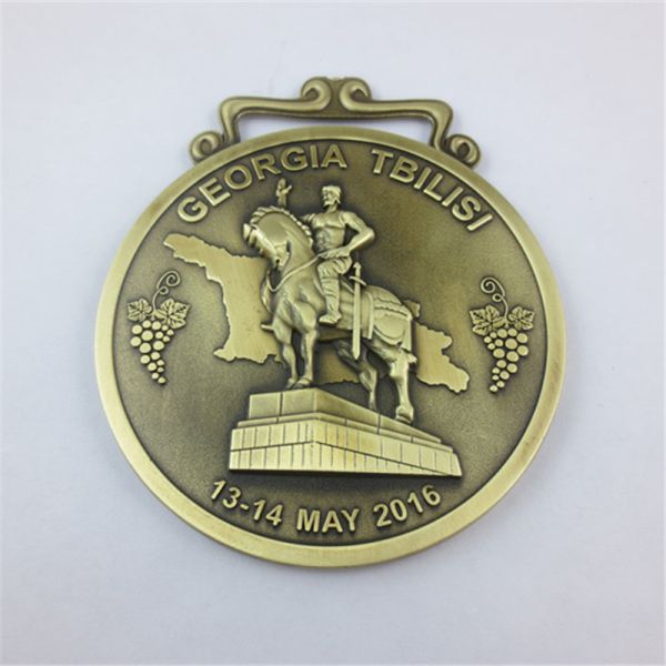 Premium Matte Painted Zinc Alloy Marathon Running Medal, Engraved Logo Sport Award