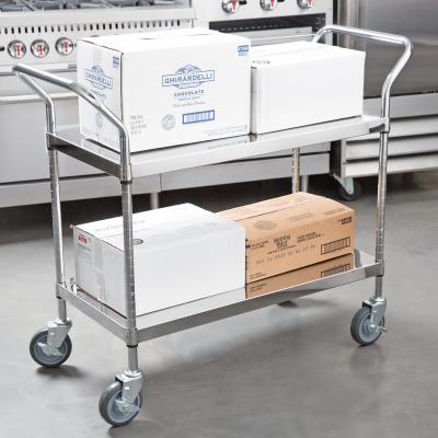 Silver Color Stainless Steel Solid Metal Shelves Work Table Carts For Restaurant