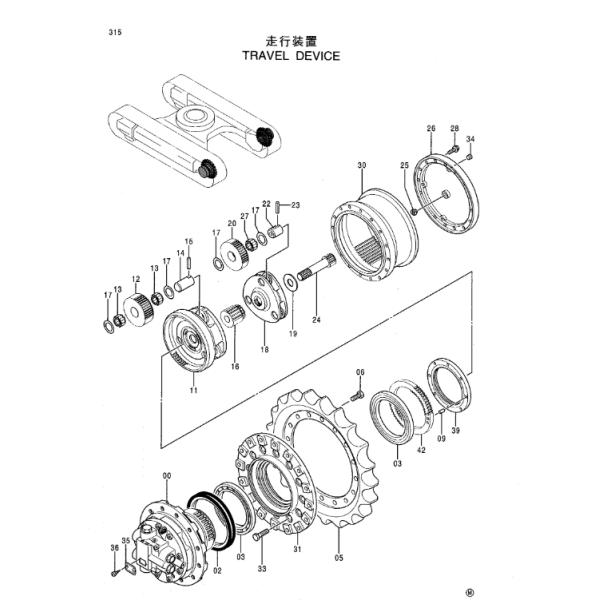 Шестерня уменьшения перемещения 9150030 Хитачи EX120 5 с мотором