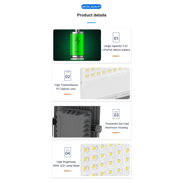 LED Solar Powered Outdoor Flood Lights Remote Control Ip66 Timer Motion Sensor Optional