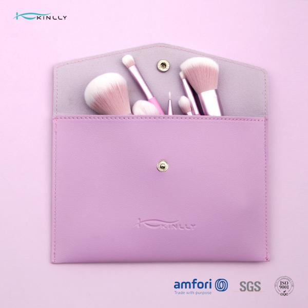 Purple Travel 9pcs Plastic Makeup Brushes With PU Pouch