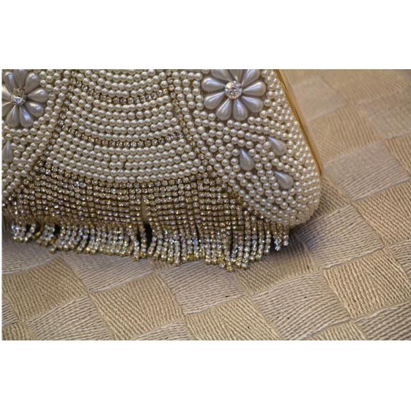 European and American high-grade diamond evening bag banquet bride tassel Clutch