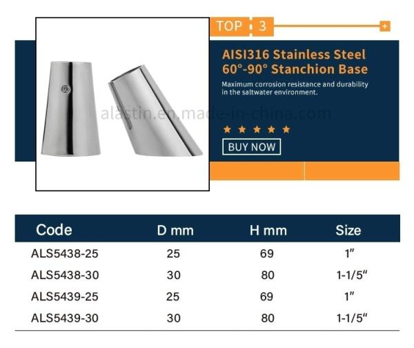 Marine Hardware Fittings Stainless Steel Stanchion Base Round Pipe Bases 30 Degree