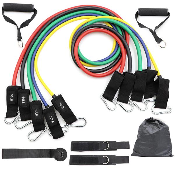 customized 1.2m 11pcs Resistance Bands Set With Foam Handles