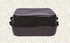 Enamel Turkey Roast Pan Carbon Steel Black Coating with Stainless Steel Rack