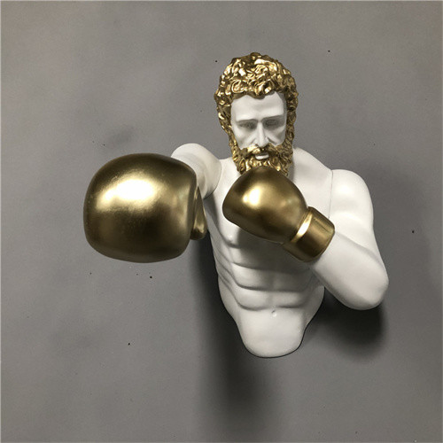 Boxing Champion Wall Decorative Sculpture Art Hanging Fiberglass For Gym