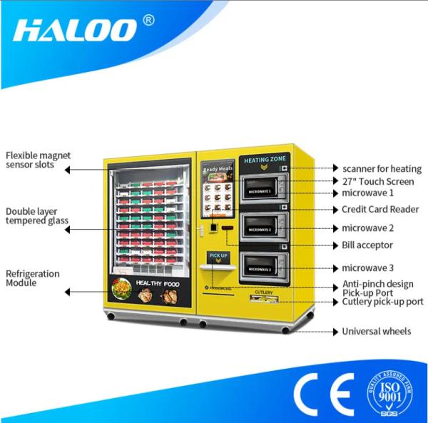 32 inch touch screen large capacity semi-automatic lunch box machine with 3 microwave ovens, customizable stickers for the entire machine
