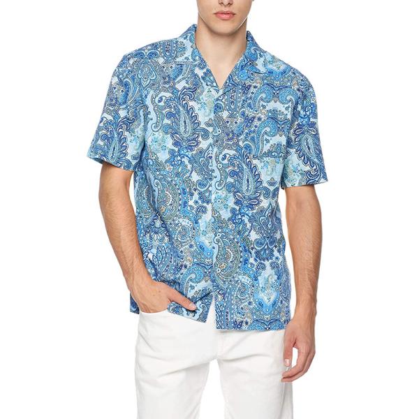 Printed Linen Mens Short Sleeve Tropical Shirts OEM Business Casual Hawaiian Shirt