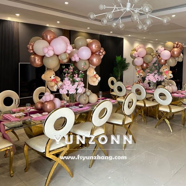 Lovely Donut Round Backrest White Velvet Chair Hotel Wedding Banquet Dining Chairs
