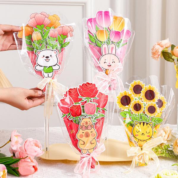 Mother's Day Gift Flower Bouquet, Greeting Card DIY Handmade Paper Material Kit. Hand - held Flower Bouquet for Kindergarten Children to Give to Their Mothers