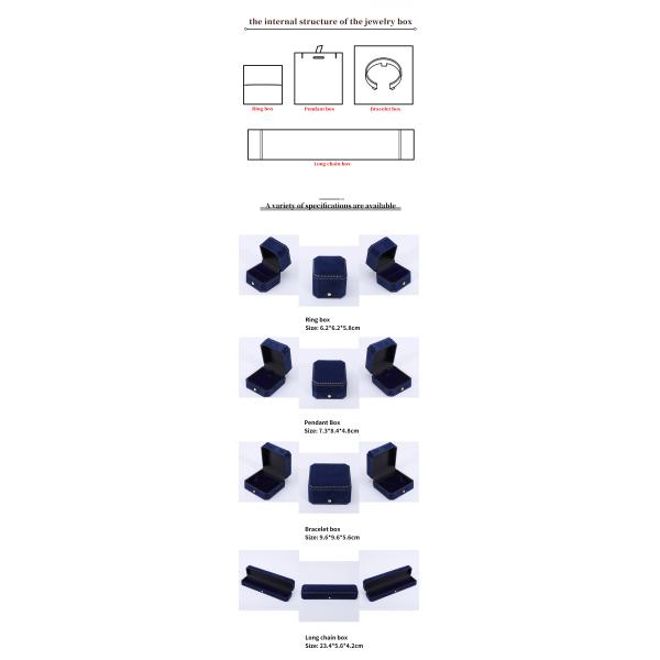 Boîte à bijoux en velours bleu personnalisée avec logo et paquet de bijoux