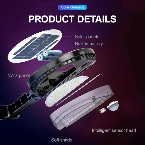 70LEDs 2835SMD Pole Solar Street Light  / 3000mAH Solar Pir Security Light