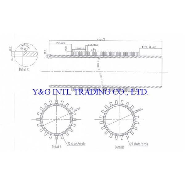 Carbon Steel / SS  Stud Finned Tube 10-45mm Height For Heat Exchanger