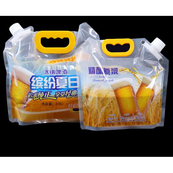 1.25L 2.5L Beer Drink Pouch Plastic Drink Bag With Spout Hang Hole