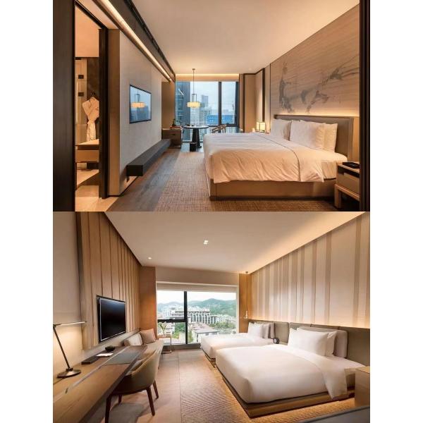 Luxury Modern Hotel Bedroom Furniture Sets Walnut Veneer Bed E1 Plywood Customized