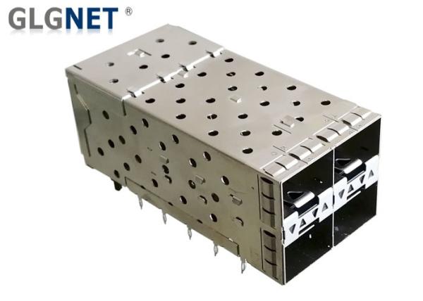 2X2 Stacked 4 Ports SFP Cage Connector Female SFP PCB Connector with Light pipe
