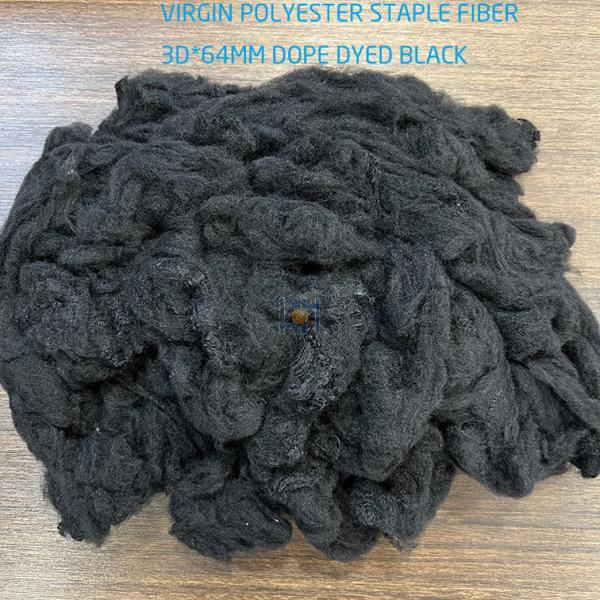 Virgin Black  Staple Fiber Polyester For Textile With OEKO-TEX 100 Standard 3D X 64mm