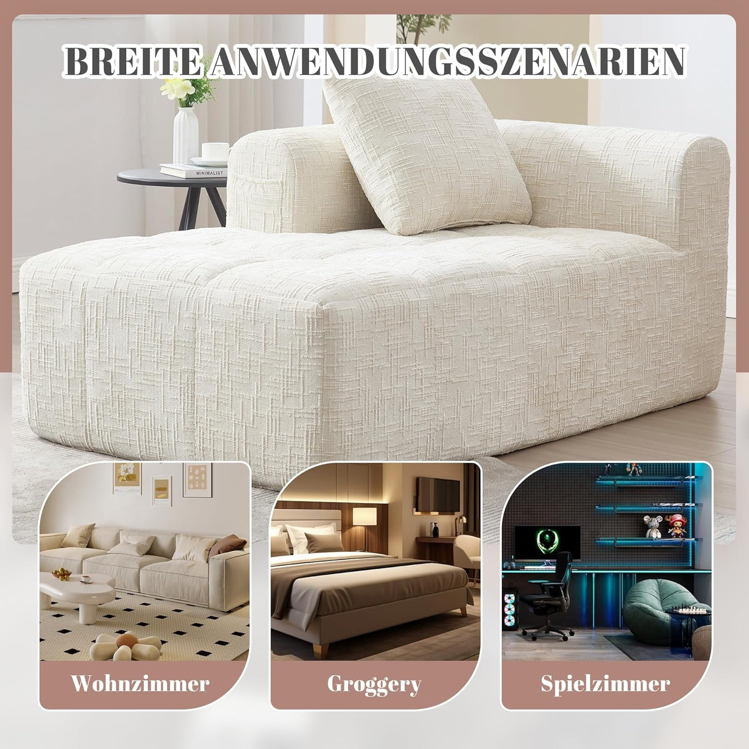 Modern Single Seater Upholstered Modular Sectional Sofa Cushion Chaise Longue Sofa Could Couch Compressed Sofa for Living Room