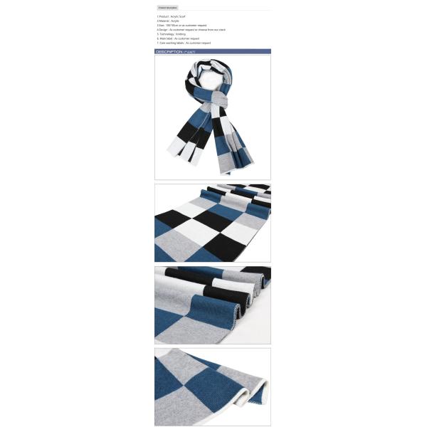 Fashion scarves  high quality acrylic men check scarf for winter