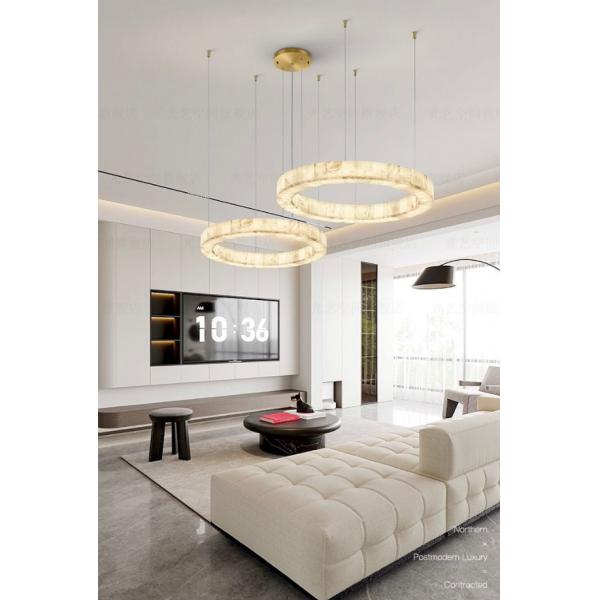 Специальное европейское современное уникальное кольцевое освещение белое естественное светодиодное алабастровое люстра для гостиной