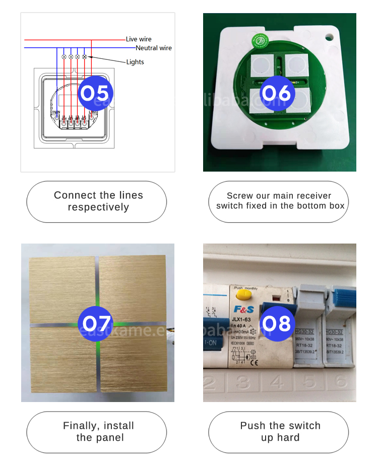 Newest WiFi Smart Wireless Light Switch with for Tuya Module Remote Control CE RoSH 10A Max Current Touch Panel