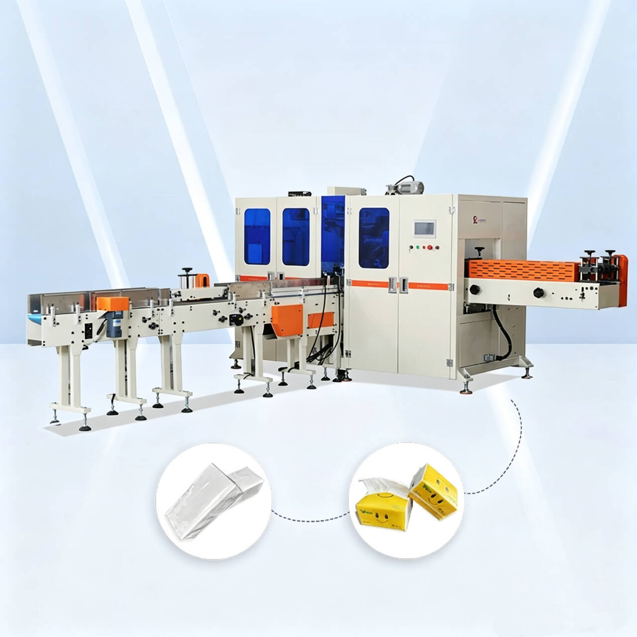 High Speed Tissue Packaging Machine 18.6 kW Facial Tissue Wrapping Machine Moisture Proof