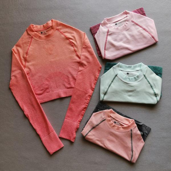 Ombre Seamless Women's Yoga Apparel / Women Gym Clothing Gradient Leggings+Long sleeve Top