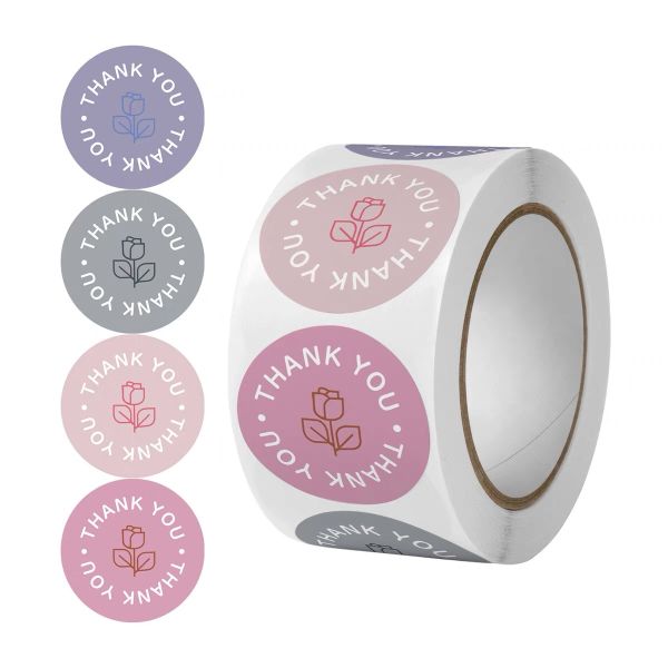 Wholesale Logo Paper Labels Round Thank You Stickers Seal Sticker Waterproof Cute Large Packaging Label Roll