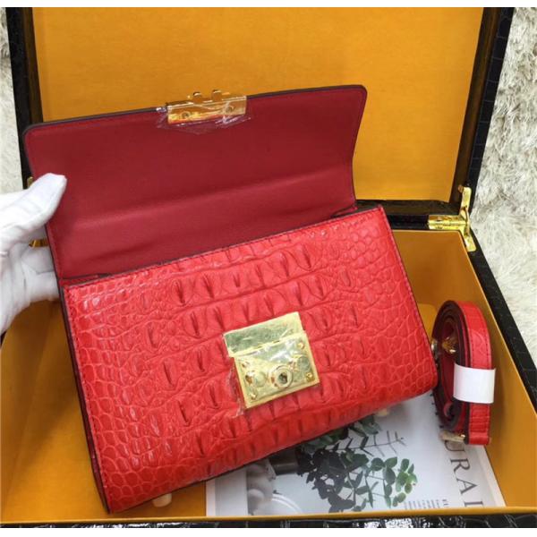 Genuine Alligator Skin Key Lock Closure Lady Small Handbag Authentic Crocodile Leather Women Flap Purse Shoulder Bag