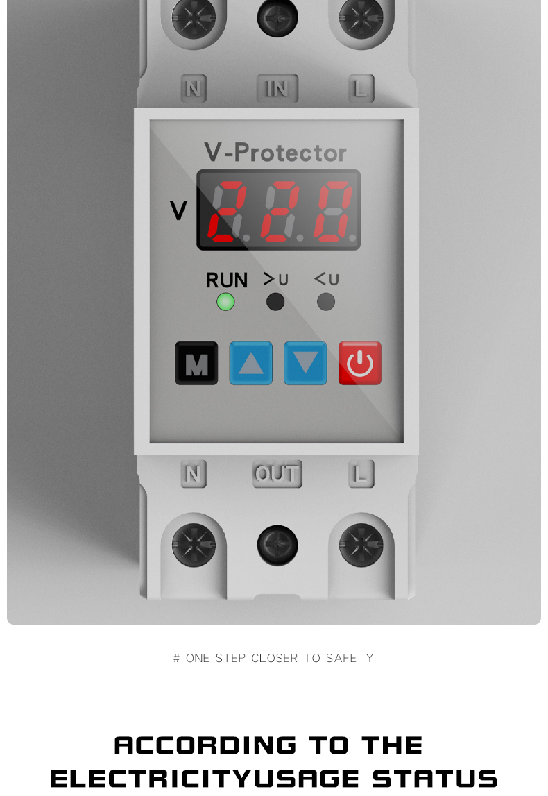 ZS1-V-63a single-display over/under voltage protector, adjustable self-resetting current-limiting protector, overcurrent 43A, overvoltage 220V
