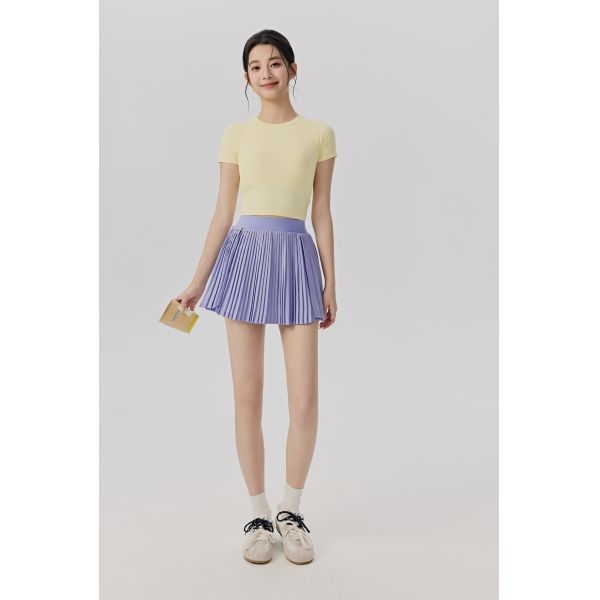 Lightweight Lavender Pleated Active Skort with Built-in Shorts for Tennis and Running