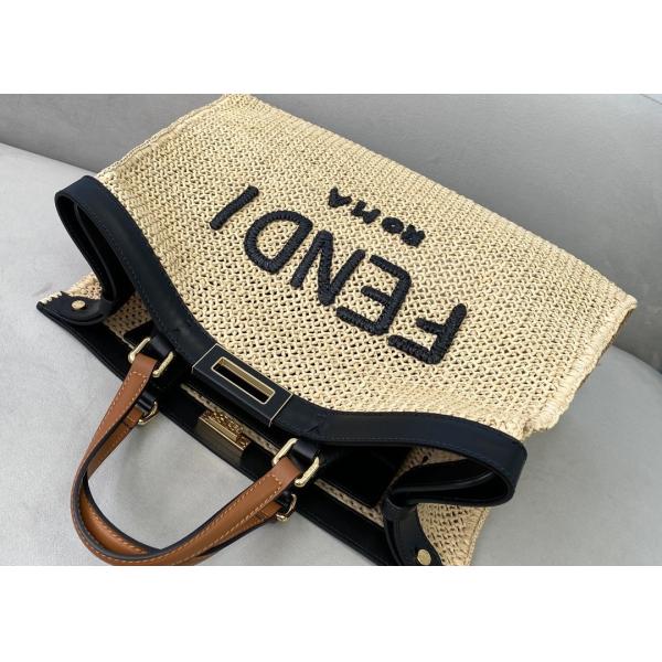 Peekaboox Apricot 41cm Hand Woven Tote Bag Lazy French Style