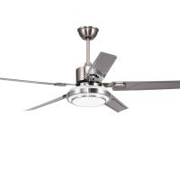 Éclairage de ventilateur de plafond en bois LED à distance 52 chambre à coucher en nickel brossé salon