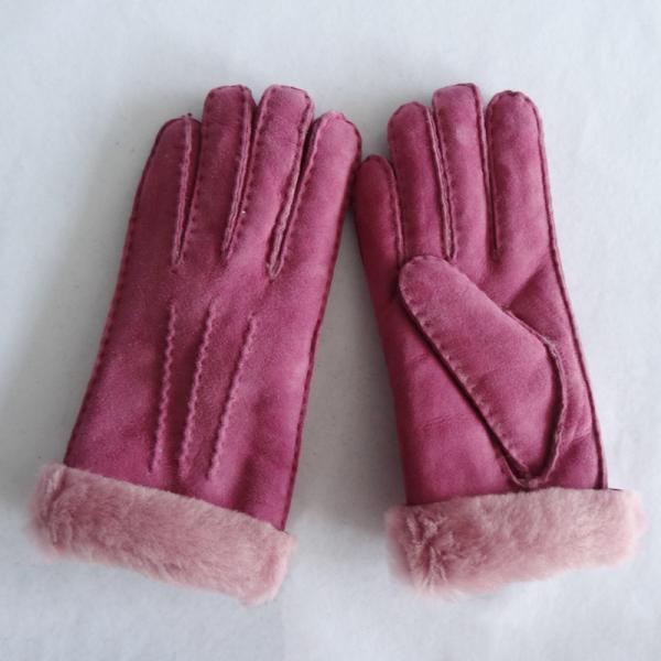 Wholesale High Quality Classic Women Sheep Skin Leather Lamb Fur Winter Warm Gloves