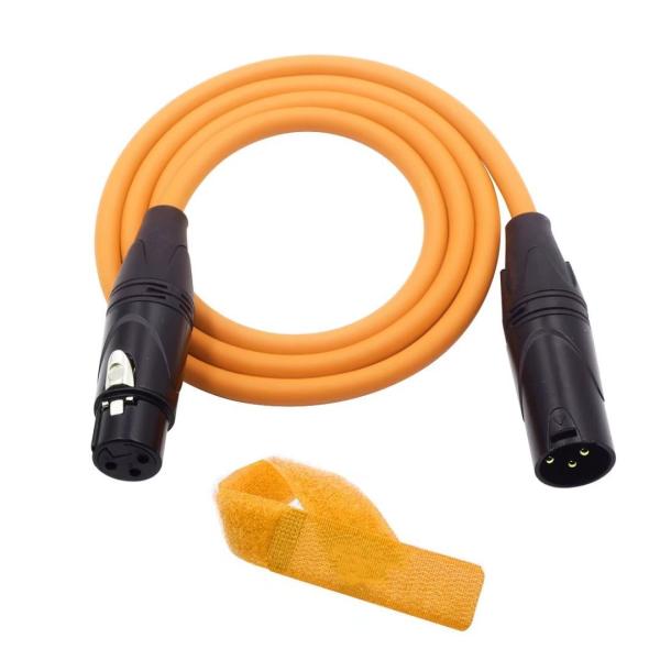 Male to Female XLR Microphone Cables , Orange Rubber Shielded Balanced Snake Cords
