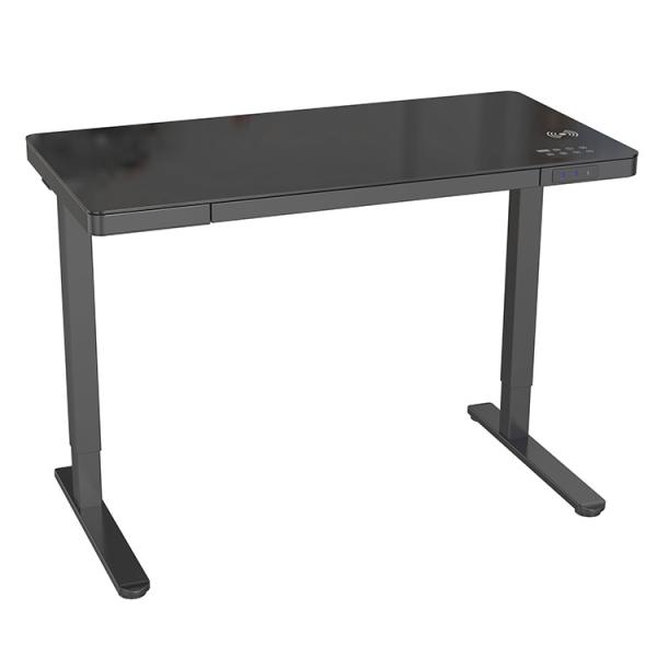 Wupro Adjustable Electric Dual Lifting Desk Black Glass Study Table 100 V/Hz 2 estágio