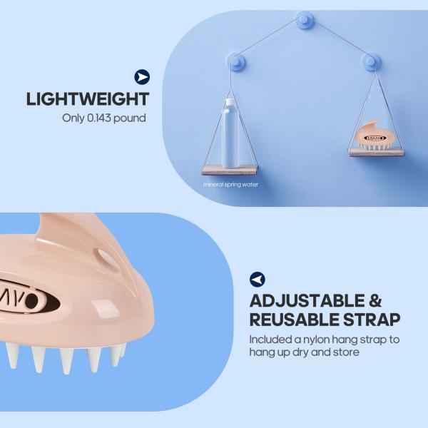 3 Interchangeable Scrubber Scalp Massager Pink Hair Washing Scalp Brush
