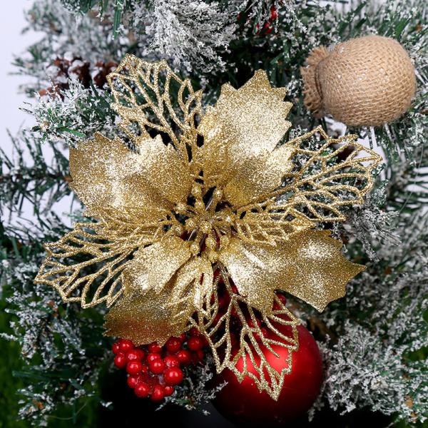 16CM Plastic Simulation Decorative Flower Christmas Wreath Perfect for DIY Hanging Christmas Party Decorations
