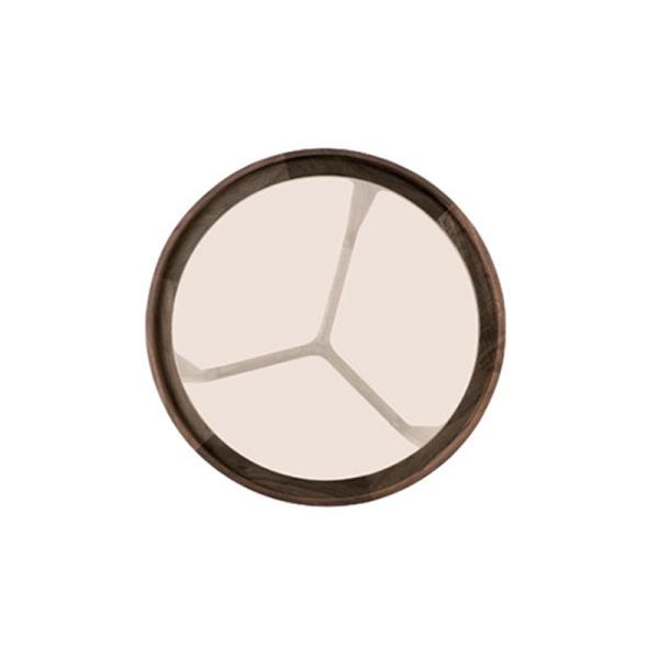 Black Contemporary Small Round Wood Coffee Table Tempered Glass Top