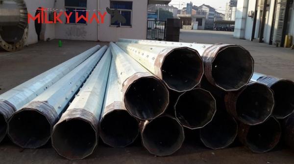 6-18m Hot Galvanized Steel Power Metal Pole Electrical Power Pole For Transmission Line