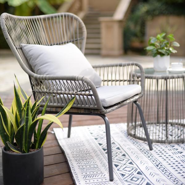 Modern Design AJUNION 2 Seating Wicker Rattan Chair for Bistro Set Poolside Furniture