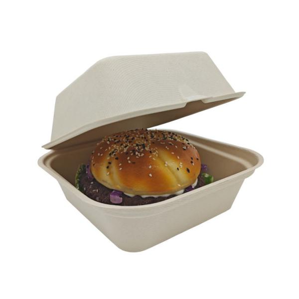 Boîte à hamburger personnalisée en gros, biodégradable, qualité alimentaire, résidu de maïs, boîte cloche, boîte à hamburger