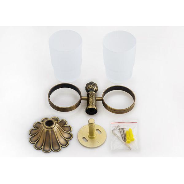 Antique Brass Bathroom Fittings Double Tumbler Holder Brass Material For Hotel