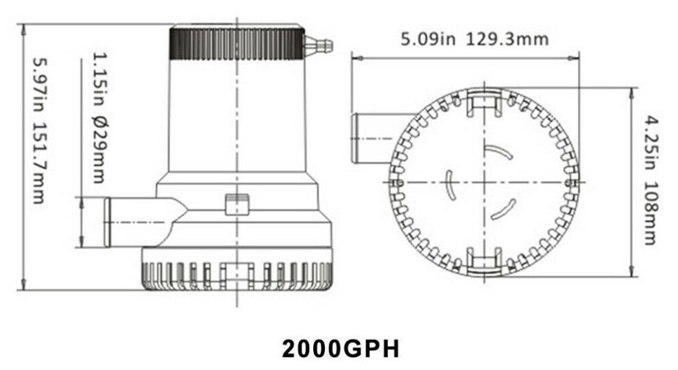 CY-808 Bilge Water Pump 12V 24V 1500GPH 2000GPH  Yacht Pump for Rv Marine
